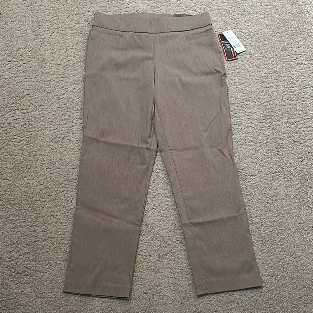 NWT Kim Rogers Womens Heather Wheat Straight Leg Pants Petite Size 6P